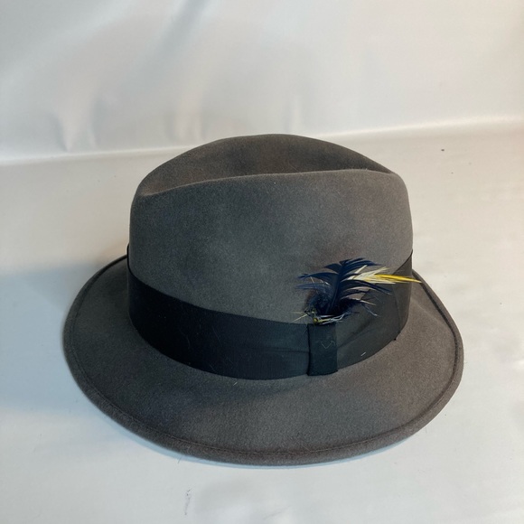 Royal Stetson John Stetson gray feather fedora vintage hat 7 1/8
